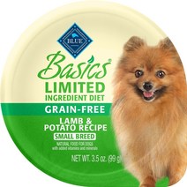 Blue Buffalo Basics Limited 성분 그레인 프리 램 포테이토 소형 품종 성인 강아지용 습식 사료 3.5온스 12강아지입