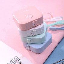 휴대용 파스텔 미니 사각줄자 피팅 센치 인치 문구 생활소품 원터치 감김, 화이트