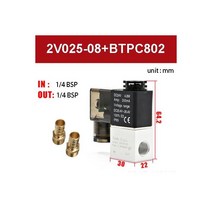 발판 스위치 공기 솔레노이드 밸브 2V025-08 2 위치 포트 1/4 상시 폐쇄 공압 12V 24V 110V 220V 볼트, 2v025-08 w BTPC802, DC12V