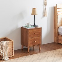 윈디 투서랍 원목 협탁 CNM059C, 그레이