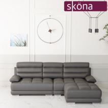 스코나 에타홈 스코나(에타홈) 토레안 이태리 통가죽 4인 소파(스툴 포함), 네이비_블루 단일옵션