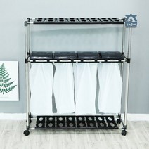 참생활 이동식 분리수거함 4P 2단 밀폐형 쓰레기통, 혼합