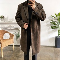 맨즈핏 스판 울 캐시미어 댄디 글렌 체크 싱글 롱 코트(3 Color)95~115 빅사이즈까지