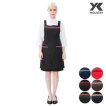 [NEW] 예경 깔끔한 한 줄 포인트 H형 앞치마, 검정색/오렌지띠(PO-7995)