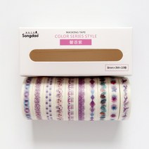 접착앨범 성장책 사진첩 DIY 마스킹 접착제 있음 장식소품재료 스윗 가능 러브 시리즈 박스 테이프 1906542005, 아름다운 말 보라색 10 롤 한통