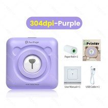 핸드폰사진인화기 사진출력기Peripage A6 감열식 미니 포켓 프린터 203 304dpi 라벨 사진 스티커 퍼플, 05 304DPI-Purple