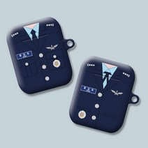 와우박스 주문제작 공군 정복 공무원 유니폼 계급 이니셜 문구 텍스트 에어팟 버즈 무선 이어폰 케이스, 무광 하드케이스, 버즈(밑판 검정색)