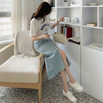 코코블랑 / 딥슬릿 롱 데님 스커트