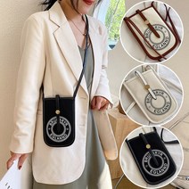 데일리비 캔버스 믹스 가죽패치 스트랩 라인 여자 핸드폰 미니 크로스 여성 가방