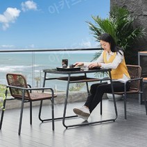 야외테이블세트 테라스 베란다 테이블 편의점 야외용 카패 야외 철제 테이블 2인 티테이블, 색상C