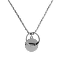 야구선수목걸이 야구목걸이 스테인레스 스틸 코인 라운드 후프 펜던트 목걸이 여성 패션 캐주얼 힙합 넥, 01 Silver