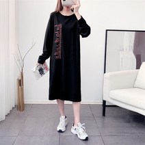 봄가을 롱스커트 루즈핏 긴팔 롱 티셔츠 편한코디 홈웨어 여성용 캐주얼 데일리 3colour