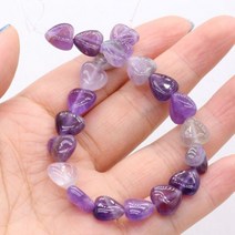 자연석 하트 모양 루즈 비즈 크리스탈 반제품 스트링 쥬얼리 제작 DIY 팔찌 목 액세서리, 10mm 20Piece, Amethyst, Amethyst