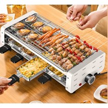가정용 전기 미니 소형 화로 홈핑그릴 양꼬치 닭꼬치 기계 바베큐 구이팬, 더블 그릴 + 프라이팬 (2~4인 기준)