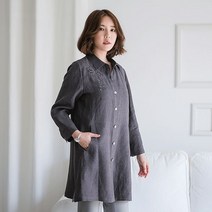 [이헌영] 자수 포인트 린넨 롱 자켓 브라운 19B94035J0