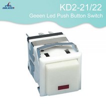 [케이로] 372230 KD2-21 흰색 사각형 레드 라이트 KD2-22 순간/자동 잠금 Geeen Led 푸시 버튼 스위치, Yellow lamp, Momentary, White housing
