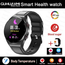 혈당스마트워치 2023 건강 스마트 워치 남성용 ECG PPG 비침습 혈당 정확한 혈액 산소 체온 HRV 스포츠 스마트워치, [01] Original box, [09] Black