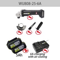 WORX 앵글 그라인더 WU808 브러시리스 모터 충전식 다기능 연마 절단 전력 공유 20V 플랫폼 배터리, 중국, WU808-25-6A