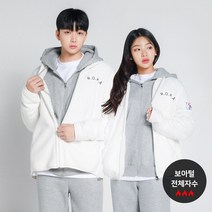 고급 보아털 코리아아미 전체 자수 ROKA 로카 후리스 흰색