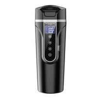 미니 화목 난로 화로대 숯불 불멍 휴대용 자동차 난방 컵 12V 24V 전기 주전자 스테인레스 스틸 물을 따뜻하게 하는 병 커피 머그잔 LCD 디스플레이, 검은색