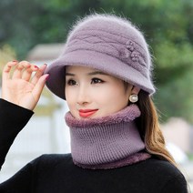 데일리비 그레이스 디아장식 융털안감 모자 머플러 세트 중년겨울모자