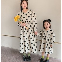 우쭈베베 여아 아기 유아 가을 도트롱원피스 엄마랑커플룩