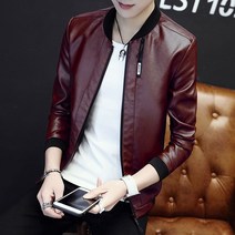 FANSYLI 남자 봄가을 숏 가죽자켓 캐쥬얼 영준하다 점퍼 W2T10B