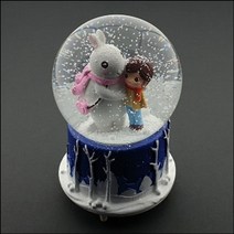 스노볼 회전 오르골(뮤직박스)-토끼와 소년
