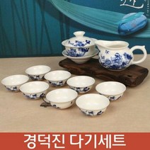 다기세트 청화백자 화문 개합