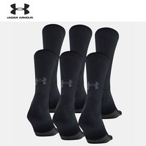 언더아머 UA Performance Tech Crew 6-Pack 남자양말세트 언더아머양말세트 편안한양말 스포츠웨어 스포츠양말세트 1348013, 1.Black