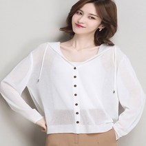 봄 여름 가을 후드 얇은 여리여리한 여성 심플 가디건