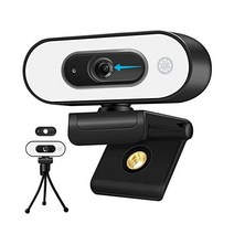 정품 웹캠 1080p HD 컴퓨터 카메라 - 마이크 노트북 USB PC 웹캠(프라이버시 셔터 및 삼각대 스탠드 포함) 110도 라이브 스트리밍 와이드스크린 녹화 통화 회의용 프, Black-02
