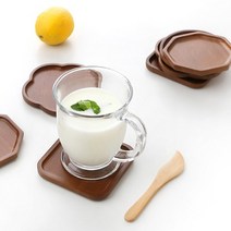 우드 컵받침 티코스터 나무 차받침 (브라운) 4가지 타입, 플라워(+3000원)