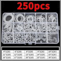 고무 링 씰 스킷 방수 와셔 실리콘 내유성 및 고온 수리 상자 구색 키트 세트, 흰색 2.0mm (1set)