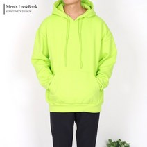 맨즈북 남녀공용 네온형광 겨울 기모 후드티 루즈핏 비비드T 시밀러룩