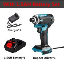 임팩 렌치 에어 임팩렌치 450NM 브러시리스 임팩트 드라이버 1/4 인치 무선 전동 공구 마키타 배터리 3 LE, 02 With Battery