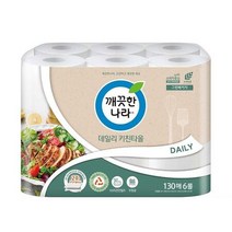 깨끗한나라 데일리 키친타올 그린패키지 130매, 6개입, 1개