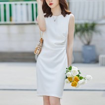 Amaethon 여름 여성 하객 정장 오피스룩 셔링 롱 나시 원피스