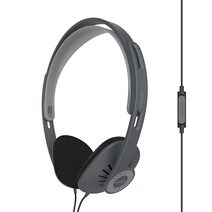 Koss KPH30iK 온이어 헤드폰 인라인 마이크 및 터치 리모컨 D-프로필 설계 유선 3.5mm 플러그 포함 다크 그레이 및 블랙, Dark Grey