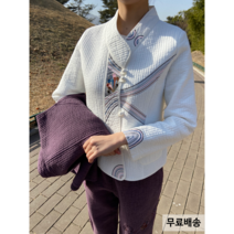 [여자] 8컬러 누비 태극자수 3피스(저고리 조끼 바지) 생활한복 세트 개량한복 법복 절복