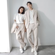 커플 촬영용 정장 세트 남녀 와이드핏 웨딩 셀프 세미