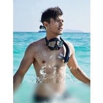 센터스노클 실리콘 수영장 수영 호흡 스노클 스노클링, 싱글 미러 세트 블랙