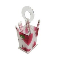 CHS376499부산아크릴 한지 흑장미 티스푼통 핸들형 2칸 숟가락 젓가락 정리, 단일옵션