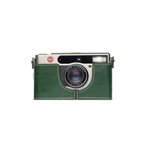 Leica Minilux 케이스 BolinUS 핸드메이드 진짜 가죽 하프 카메라 백 커버 라이카 미니럭스/미니럭스 줌 핸드 스트랩 포함 블랙 USA 미국, Green