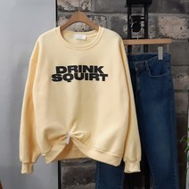 상상그이상 여성용 국내제작 드링크 기모 맨투맨 베이직핏 컬러풀한 영문 레터링 포인트 가성비 좋은 가볍고 부드러운 따뜻한 겨울맨투맨