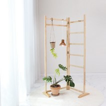 벤트리 원목 접이식 라인행거 (오픈형 파티션) 이동식 행거, 원목색, 행거 1ea, 1개