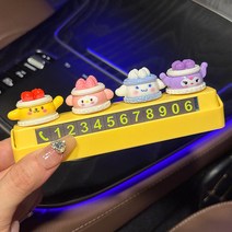 포차코 쿠로미 피규어 주차번호판 시나모롤 마이멜로디 폼폼푸린 차량 전화번호 핸드폰번호 연락처 알림판 대시보드 인테리어 네비게이션 내부 꾸미기 최신상, 선택04번-캐릭터 피규어 주차번호판, 1개