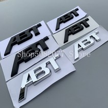자동차 엠블럼크롬블랙 문자 abt 스타일링 펜더 사이드 배지 리어 트렁크 부트 로고 스티커 for vw audi q3 q5 q7 a3 a4 a5 a6 9, 크롬, 작은 80mm 1 개