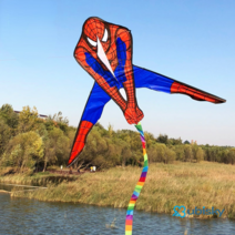 유비스키 스파이더맨 연 어린이 연 초보자 연 신형 얼레포함, 400 미터 라인 크리스탈 휠, 1.3 m X 자형 스파이더 맨 연