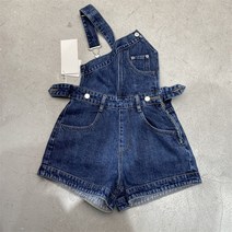 와이드핏 봄 흑청 레트로 캐주얼 나들이 데님 멜빵 반바지 대학생 빅사이즈 통 숏
